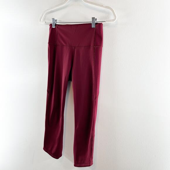 Lululemon Wunder Under Body Con Crop Leggings Deep Rouge Burgundy Red 6 - Picture 6 of 9
